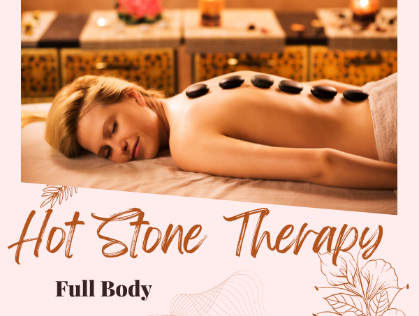 Hot stone therapy massage with volcanic stones